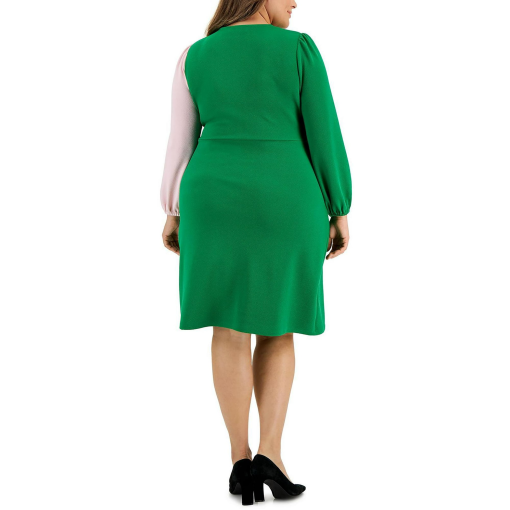 Kasper Plus Size Colorblocked Surplic Green and Pink Combo 2X - Image 3