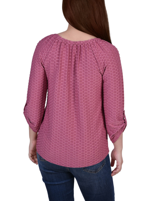 NY Collection Plus Size 34 Sleeve Honeycomb Mauve 2X - Image 2