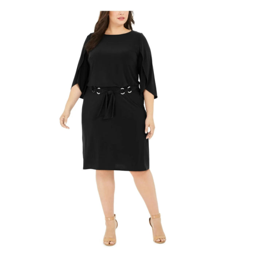 MSK Plus Size Belted Tulip-Sleeve Black 2X - Image 2