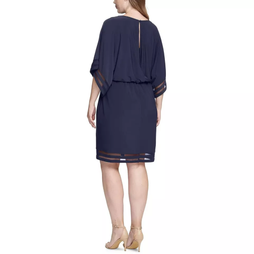 Jessica Howard Plus Size Illusion-Trim Blouso Navy 22W - Image 2