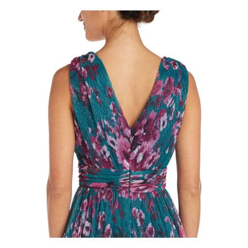 Nightway Plus Size V-Neck Floral-Print Teal 22W - Image 3