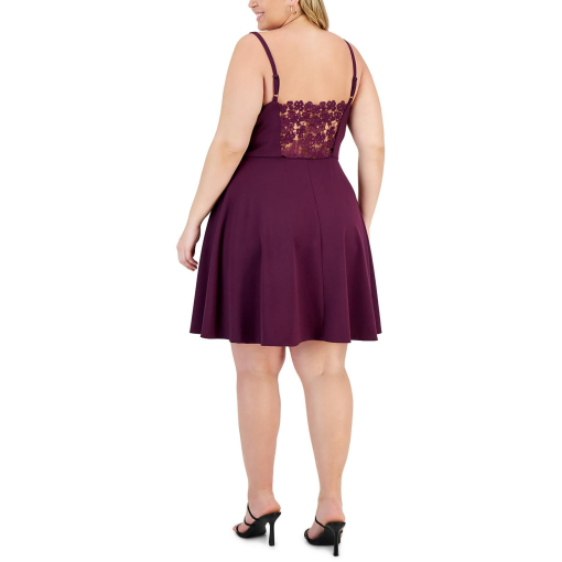 City Studios Trendy Plus Size Lace-Back Ska Medium Eggplant 20W - Image 3