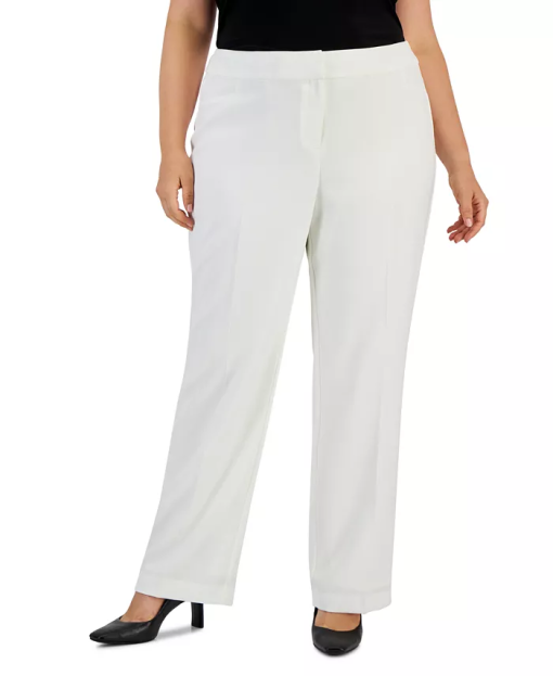 Calvin Klein Plus Size Mid-Rise Wide-Leg Pa White 20W - Image 2