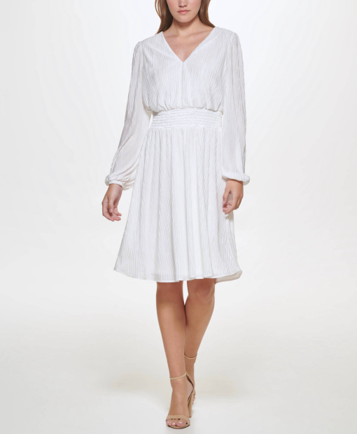 kensie V-Neck Dress Ivory 2 - Image 3