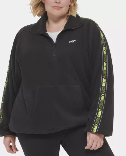 DKNY Plus Size Polar Fleece Logo-Ta Blackzest 1X - Image 2