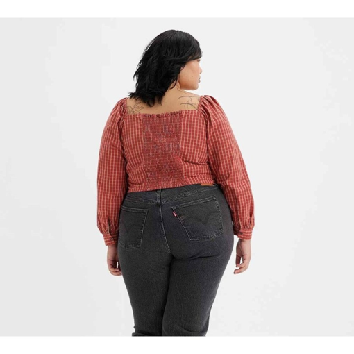 Levis Trendy Plus Size Devin Cotton Zelda Plaid Earth Red 1X - Image 3