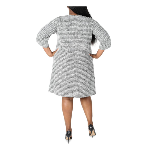 Robbie Bee Plus Size Boucle-Knit Swing Dr BlackWhite 1X - Image 2