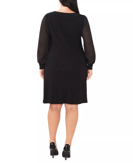 MSK Plus Size Round-Neck Illusion- Black 1X - Image 3