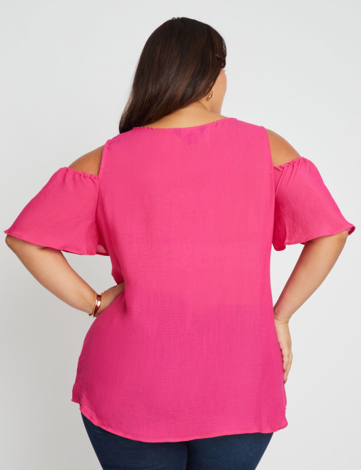 MSK Plus Size Embellished Cold-Sho Pink Martini 1X - Image 4