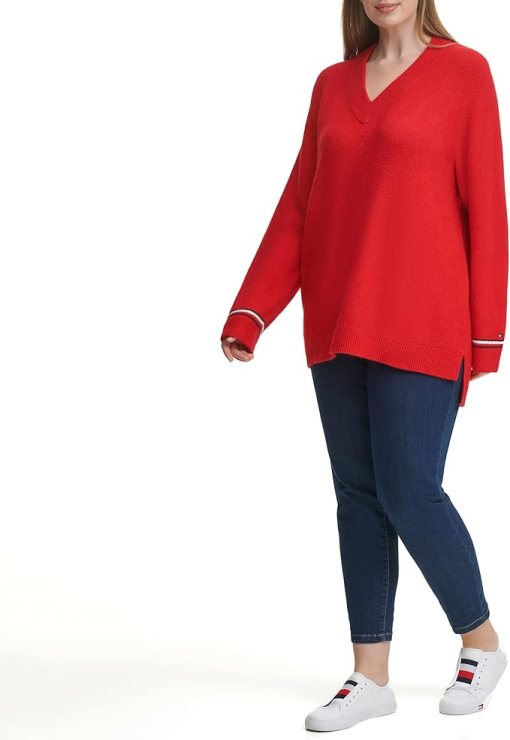 Tommy Hilfiger Plus Size Soft Touch Sweater Scarlet 1X - Image 3