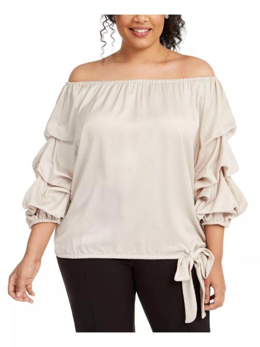 MSK Plus Size Puff-Sleeve Blouse Champagne Toast 1X - Image 2