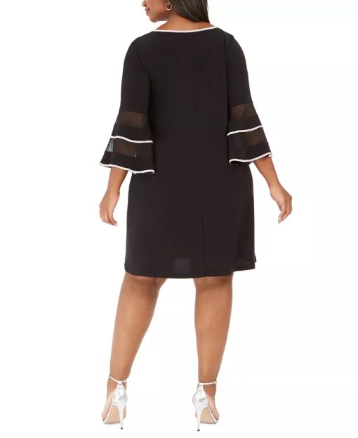 MSK Plus Size Illusion Bell-Sleeve Black 1X - Image 2