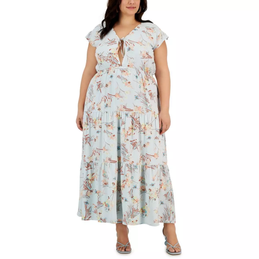 RACHEL Rachel Roy Plus Size Floral-Print Keyhole Sky Floral 18W - Image 2