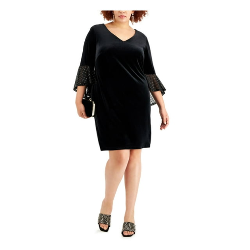 Connected Plus Size Embellished-Ruffled- BlackGold 18W - Image 2