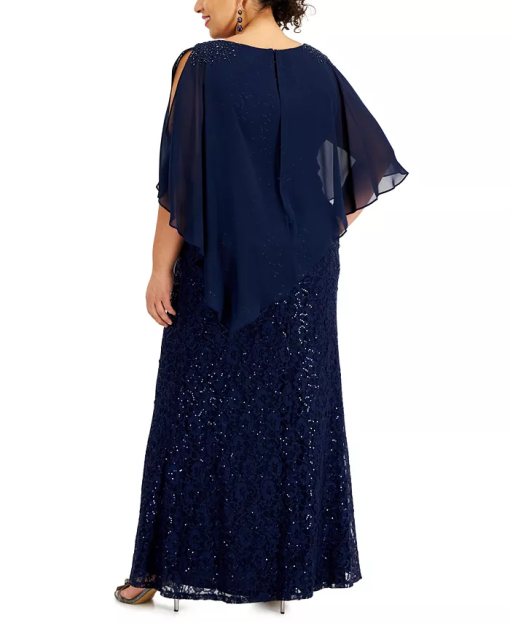 SL Fashions Plus Size Sequin Gown Navy 18W - Image 3