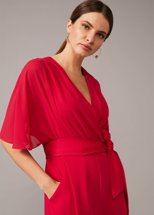 Donna Ricco Womens Surplice-Neck Balloon- Red 16 - Image 4