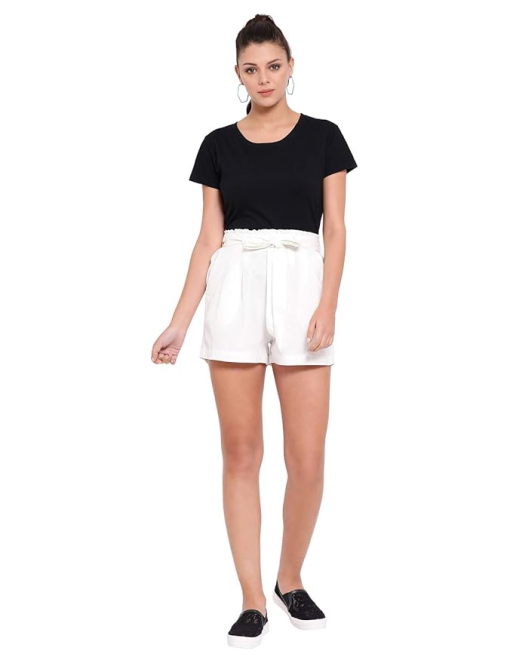 Calvin Klein Womens High Waisted Linen Sho Soft White 16 - Image 3