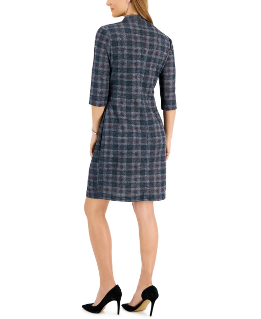 Connected 34-Sleeve Belted Sheath Dress Wine 16 - Image 2