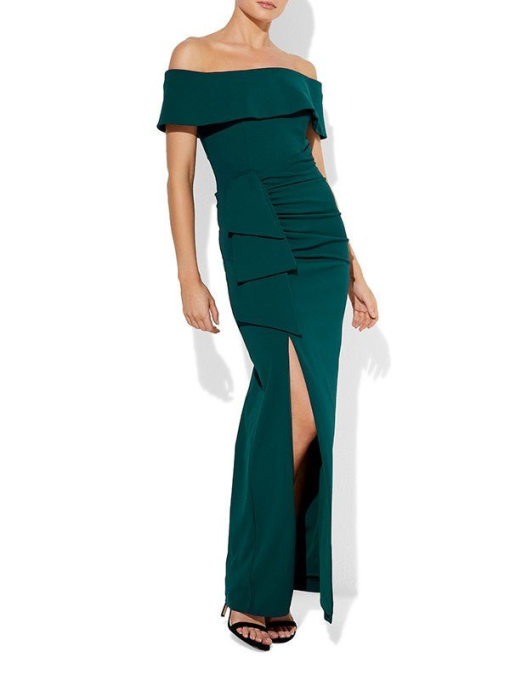 XSCAPE Off-The-Shoulder Gown Pine Green 16 - Image 2