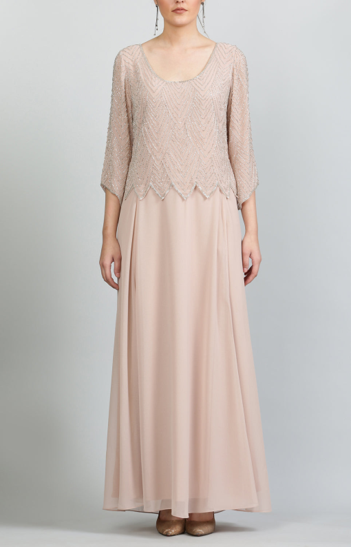 J Kara Beaded-Overlay Gown Blush Pink 16 - Image 2