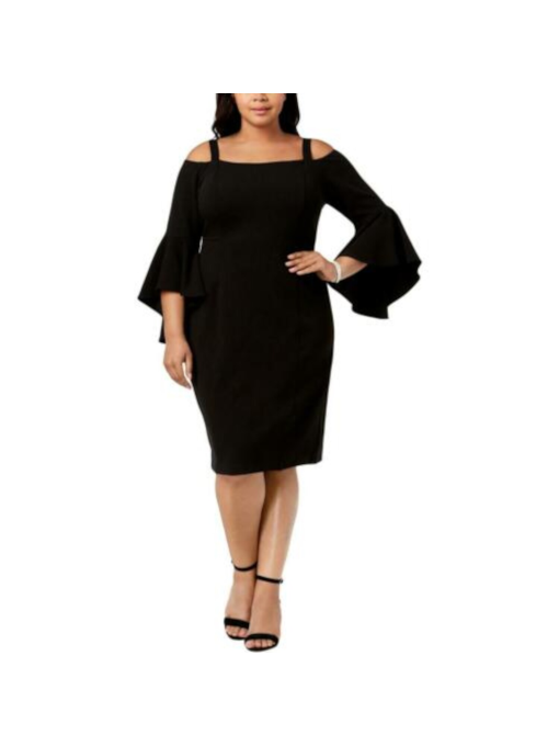 R M Richards Plus Size Off-The-Shoulder Fla Black 14W - Image 2