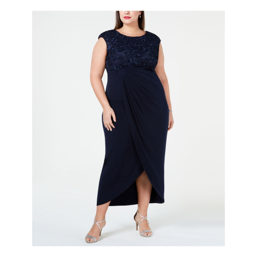 Connected Plus Size Soutache Faux-Wrap D Navy 14W - Image 2