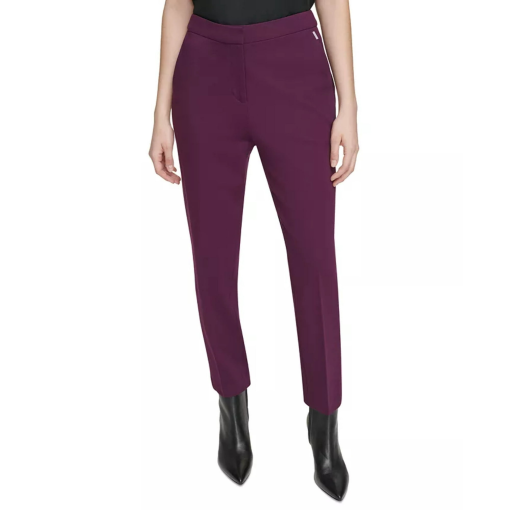 Calvin Klein Womens Clean-Front Slim-Leg P Aubergine 14 - Image 3