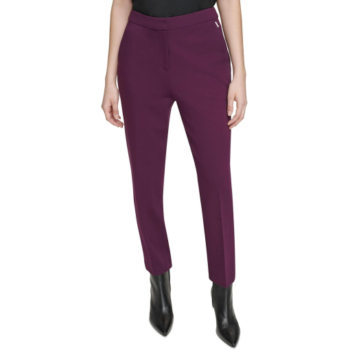 Calvin Klein Womens Clean-Front Slim-Leg P Aubergine 14 - Image 2