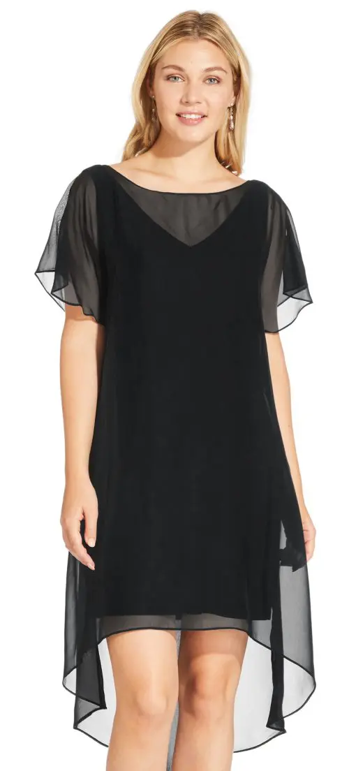 ADRIANNA PAPELL Women's Chiffon Overlay Cocktail Dress XL