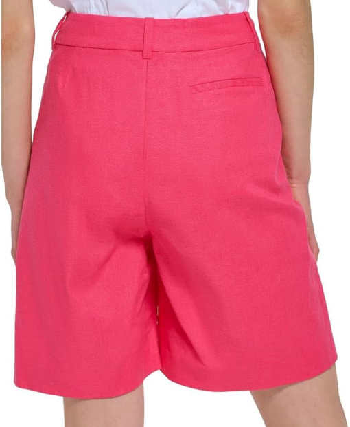 Calvin Klein Womens Linen-Blend Shorts Rosebud 14 - Image 3