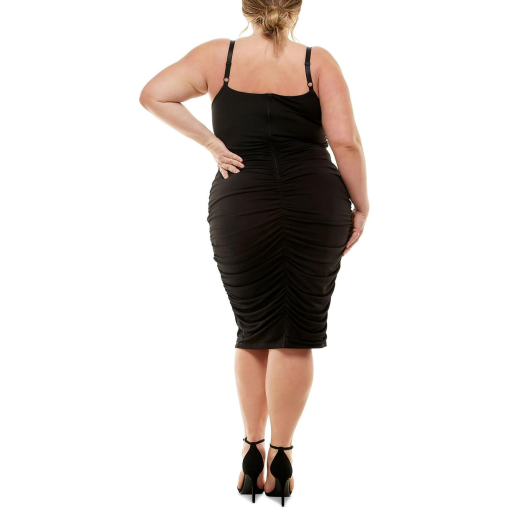 Emerald Sundae Trendy Plus Size Ruched Bodyco Black 14W - Image 3