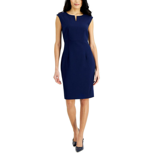 Kasper Notched-Neck Sheath Dress Kasper Navy 14 - Image 2