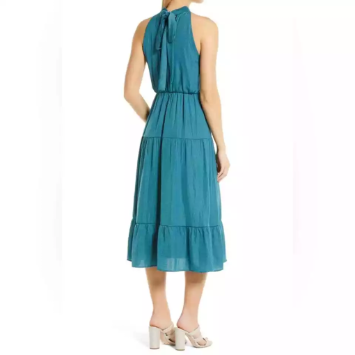 Sam Edelman Tiered-Skirt Tie-Neck Dress Industrial Green 14 - Image 2