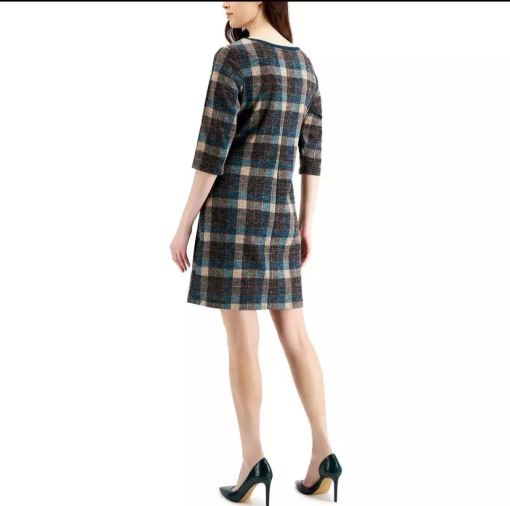 Connected Plaid Sheath Dress Dark Mallard 14 - Image 3