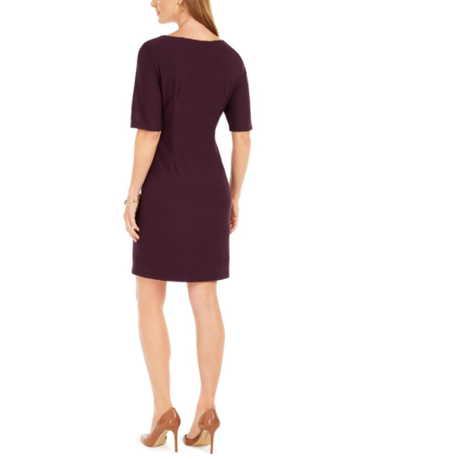 Connected Petite Textured Sheath Dress Bordeaux 12P - Image 4