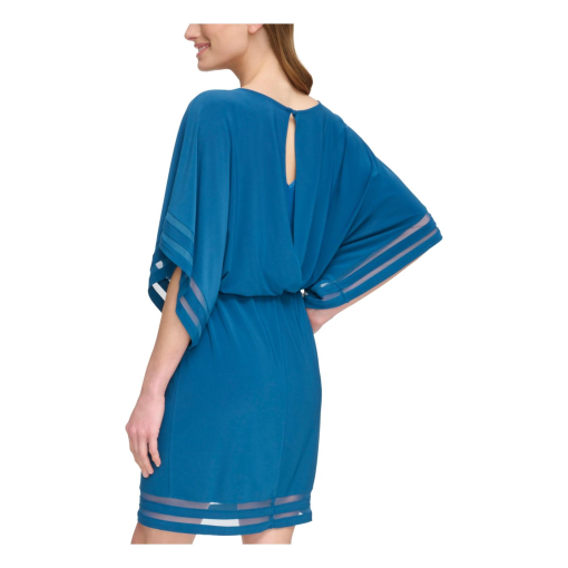 Jessica Howard Womens Boat-Neck Elbow-Sleeve Teal 12 - Image 3