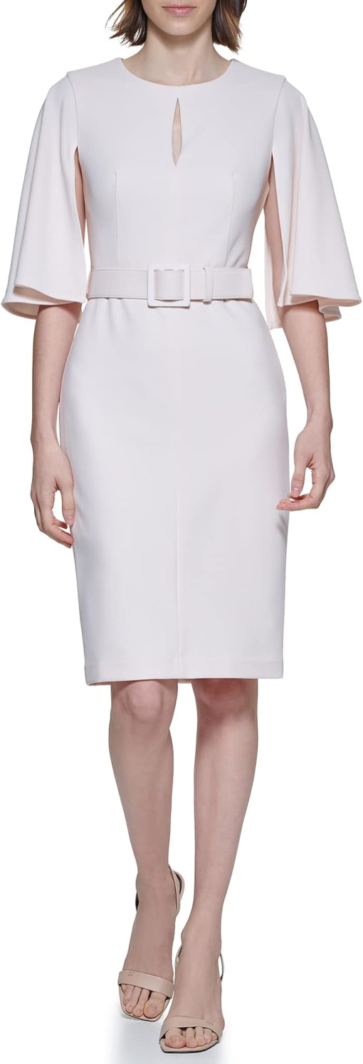 Calvin Klein Womens Capelet-Sleeve Belted Blossom 12 - Image 2