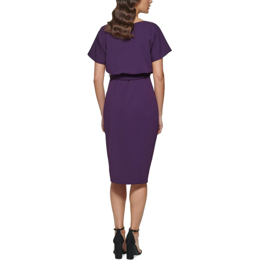 kensie Belted Blouson Wrap Sheath Dre Eggplant 12 - Image 3