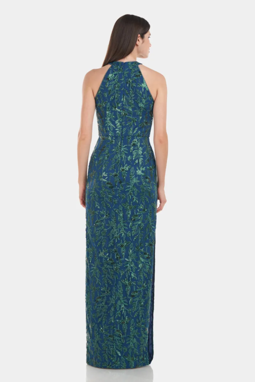 JS Collections Womens Rita Embroidered Sequi Cobalt Kelly Green 12 - Image 3