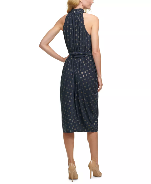 Tommy Hilfiger Glitter-Dot Mock-Neck Dress Sky Captain Gold 12 - Image 3