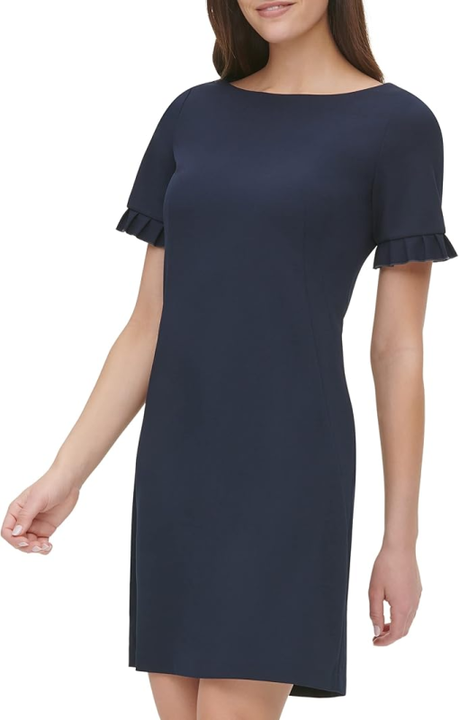 Tommy Hilfiger Petite Ruffle-Sleeve Dress Sky Captain 10P - Image 2