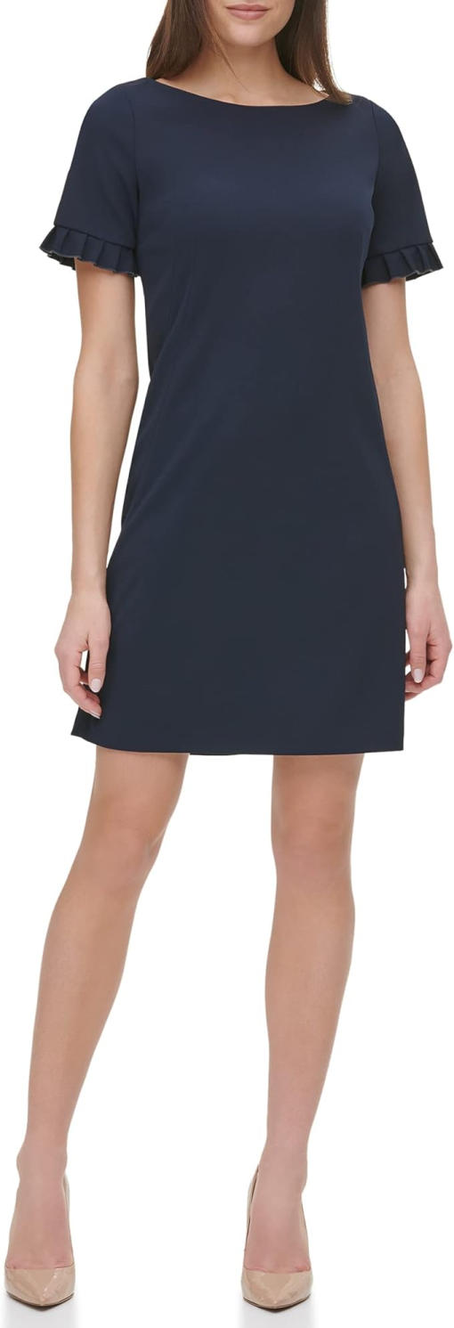 Tommy Hilfiger Petite Ruffle-Sleeve Dress Sky Captain 10P - Image 3