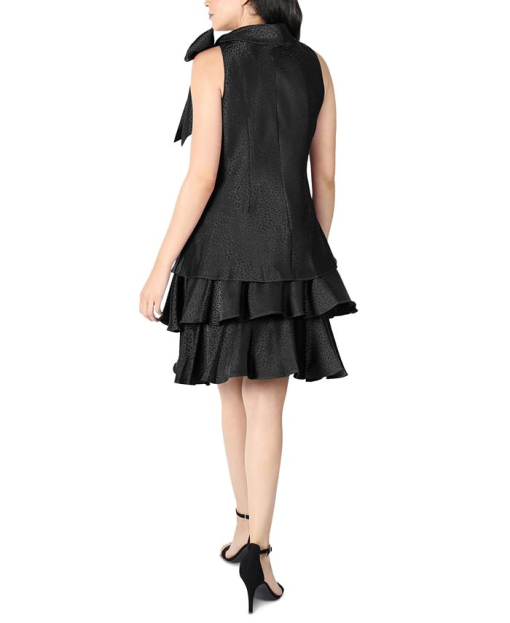 Robbie Bee Petite Bow-Neck Tiered-Hem Tra Black 10P - Image 3