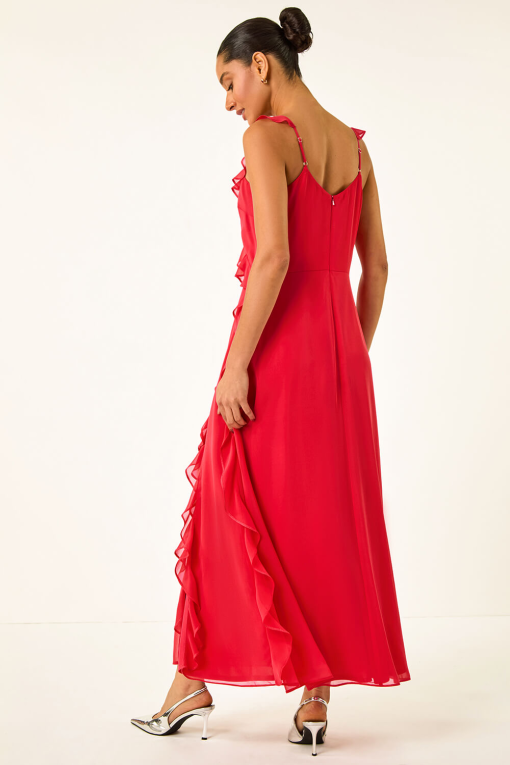 Connected Petite V-Neck Ruffled Gown Fuschia 10P - Image 4