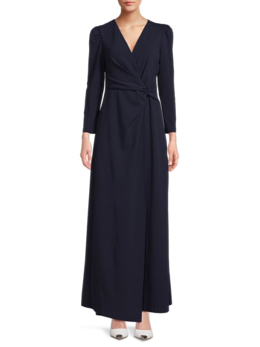 DKNY Womens Long-Sleeve Slit-Front Navy 10 - Image 2