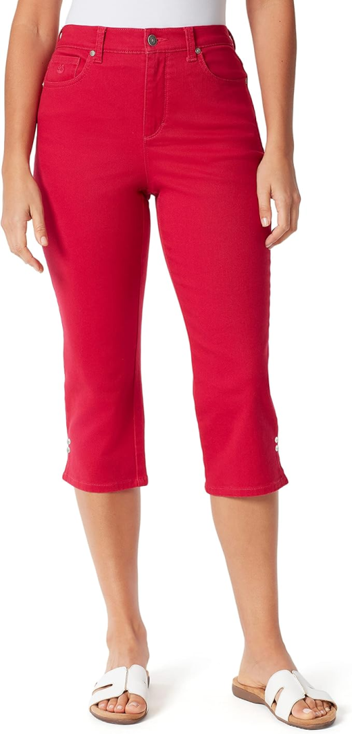 Gloria Vanderbilt Womens Amanda High-Rise Capri Chili Pepper Red 10 - Image 2