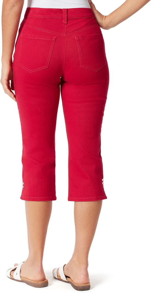 Gloria Vanderbilt Womens Amanda High-Rise Capri Chili Pepper Red 10 - Image 3