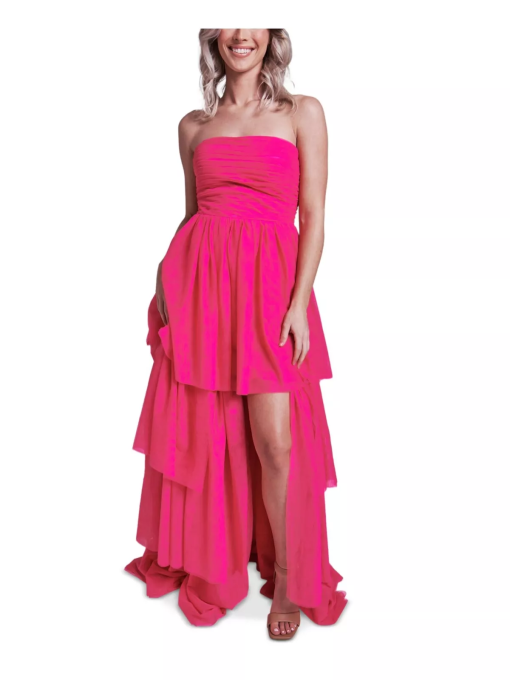 Dear Moon Juniors Strapless Tiered-Ruff Brite Pink 1 - Image 4