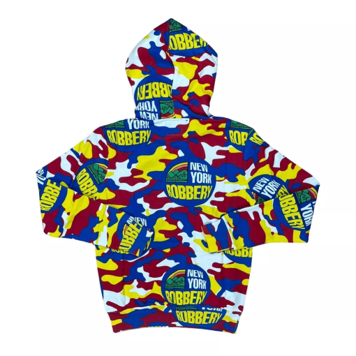 New York Robbery 'Lotto' Hooded Sweatshirt Multi-Color Camo XXXL - Image 3