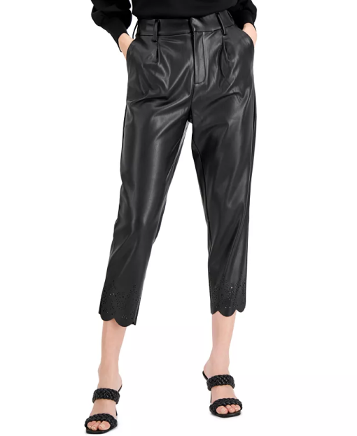 INC Womens Faux Leather High Rise Straight Leg Pants 12 - Image 2